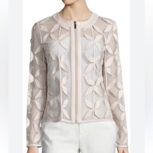 bagatelle Jackets & Blazers - 🌟VINTAGE NWOT BAGATELLE LEATHER NEW LEAF MESH JACKET IN ECRU SIZE L
